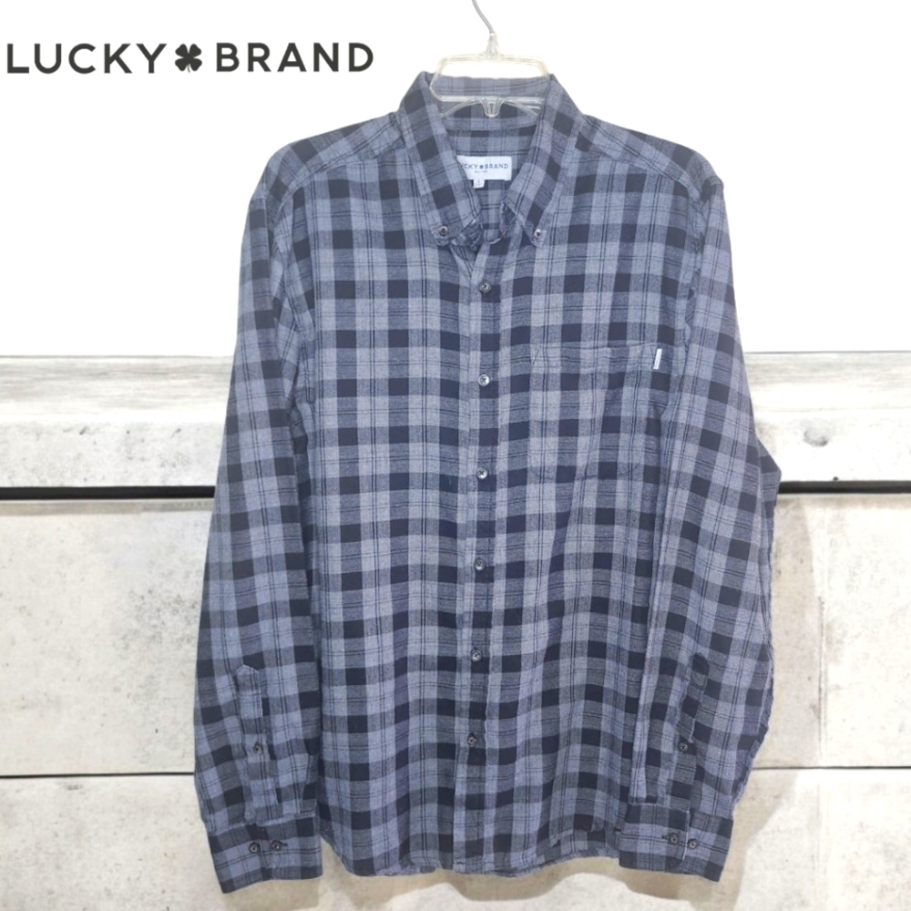 LUCKY BRAND Gray & Black Flannel - Large